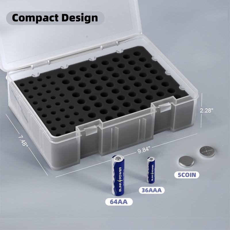 Blinkspower™ Battery Organizer Storage Case, Battery Box Holds 64 AA,