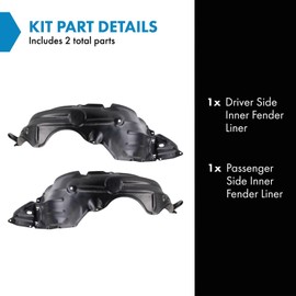 TRQ Inner Fender Liner Set Compatible with 2007-2011 Toyota Yaris TO1250119 TO1251119