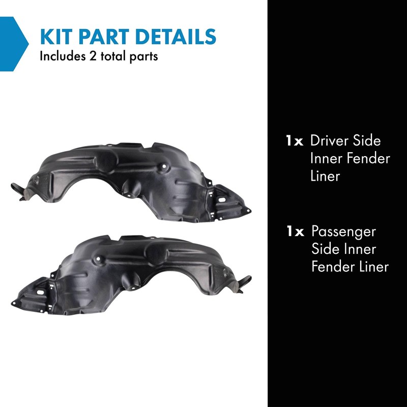 TRQ Inner Fender Liner Set Compatible with 2007-2011 Toyota Yaris
