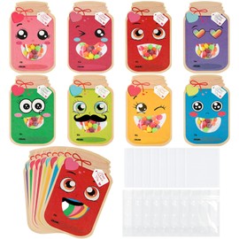 LANLISA Valentines Day Cards for Kids - 48 Pack Mason Jar Gift Cards, Valentine's Day Exchange Cards for Boys Girls Toddler School Classroom Party Favors (Candy Not Included)