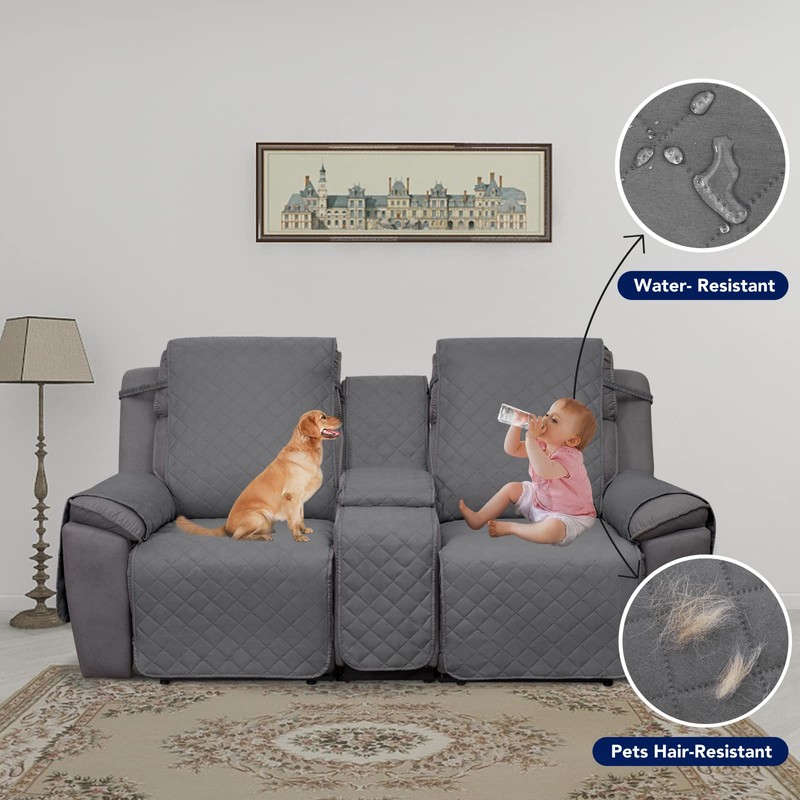 PureFit Water Resistant Reversible Loveseat Recliner Couch Cover for Double