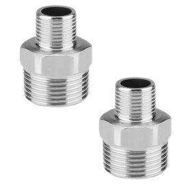 QZKJQDD 2 Pcs 1/2" Male to 1/4" Male BSP, Pipe Adapter Thread Stainless, Stainless Steel Hex Nipple, for Water, Gas, Oil, and Fuel Applications Pipe Connecting Conversion
