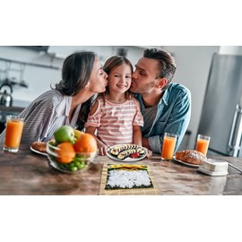 Kouclaa Premium Sushi Mat,4 PCS Made of Premium Bamboo with Nice Finishing,for Mixing Rice Vinegar Seasoning into The Sushi Rice Quality Smooth Helper for Sushi