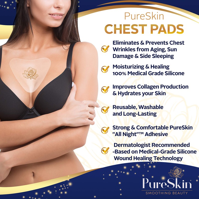 PureSkin Chest Wrinkle Pads-3 PACK-Decollete Anti Wrinkle Chest Pads |
