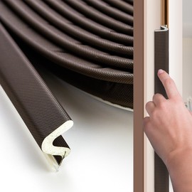 Weather Stripping Door Seal Strip 40FT Soundproofing V-Shape Door Sealers for Large Gap, Brown