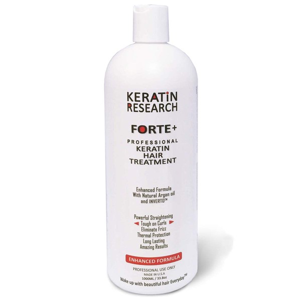 Keratin Forte Keratin Brazilian Keratin Hair Blowout Treatment Extra Strength 1000ml with Moroccan Argan Oil Enhanced Formula for Curly Hair By Keratin Research Queratina Brasilera Tratamiento Forte