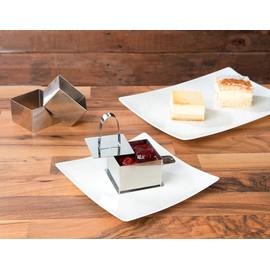 Rosenstein & Söhne 6 dessert / food rings, 8 x 8 x 5 cm, square, with lifter and masher