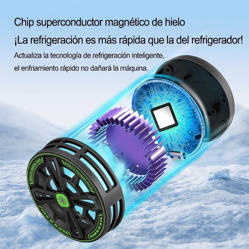 Cargador Inalámbrico de 15W con Carga Rápida y Enfriamiento Líquido