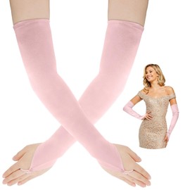 Long Gloves for Women,Satin Gloves Elbow Length,Pink Fairy Costume Woman,Opera Gloves,Starfire Accessories,Gatsby Gloves for Women,Pink Fingerless Gloves,long Satin Gloves,1920s Flapper Accessories