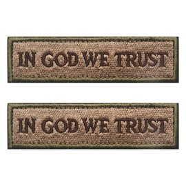 2 Pcs Funny Hook and Loop Patch - in GOD We Trust, Military Tactical Embroidered Morale Badge for Tactical Backpacks, Army Vests, Dog Harnesses, Service Animal Vests, Jackets, Jeans, Helmets (Khaki)