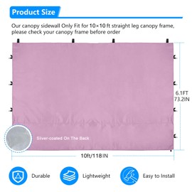 Joramoy Canopy Tent Sidewalls for 10×10 Pop Up Canopy, Instant Canopy SunWall with Waterproof and UV Protection Layer, Straight Leg Canopy Shade Wall, 1 Pack Sidewall Only(LightPink)