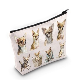LEVLO Chihuahua Cosmetic Makeup Bag Gift For Chihuahua Lover Chihuahua Mom Travel Pouch Bag Chihuahua Merchandise (Chihuahua)