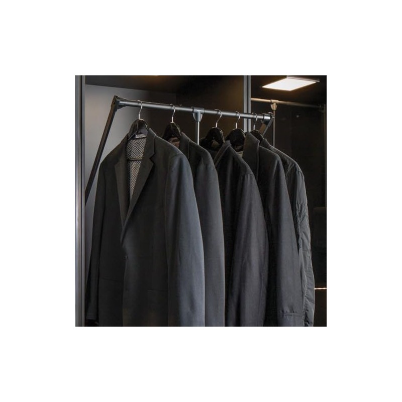 Pull Down Closet Rod, 26 lbs load capacity (Black powder-coated,