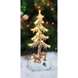 MOMENTS IN TIME 13”H Acrylic LED Lighted Icicle Tree with Reindeer Powered by Battery (not Included)