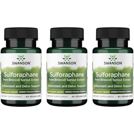 Swanson Sulforaphane - Broccoli Sprout Extract Supporting Cellular, GI Tract, and Liver Health - Natural Supplement Standardized to 0.4% Sulforaphane - (60 Veggie Capsules, 400mcg Each) (3 Pack)