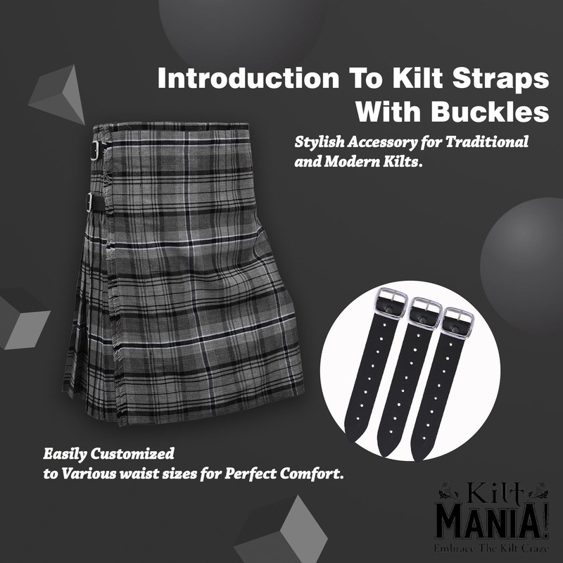 Mens Kilt Leather Straps Extender with Buckles, 1.25 Inch Wide