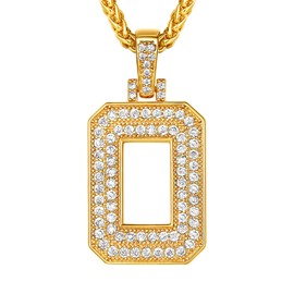 Suplight Necklace Letter O, Bling Hip Hop Jewelry, Gold Plated Micro Pave Cubic Zirconia A-Z Alphabet Initial Pendant Necklace for Men Boys
