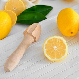 2 x Hofmeister® Wooden Lemon Squeezer, 14 cm, Easy Squeezing of Lemons & Oranges, Juicer for Citrus Fruits, Sturdy Juicer, Made of Beech Wood