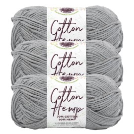 Lion Brand (3 Pack) Lion Brand Yarn 774-150AL Cotton Hemp Yarn, Steel Grey