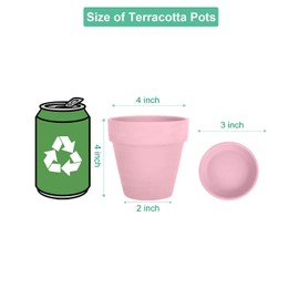 vensovo 4 Inch Pink Clay Pot for Plant with Saucer - 6 Pack Peach Pink Small Terra Cotta Plant Pot with Drainage Hole, Flower Pot with Tray, Terracotta Pot for Indoor Outdoor Plant