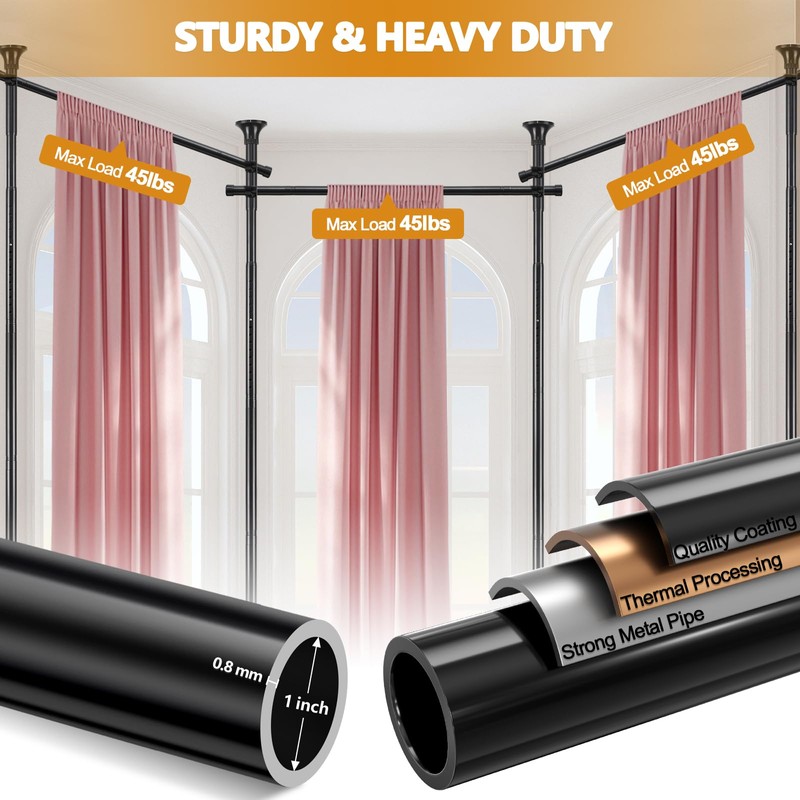 Room Divider Curtain Rod No Drilling for Wide Space, Adjustable