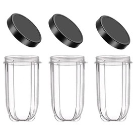 Nicoone Pack of 3 Replacement Cups for Magic Bullet 250 W, 16 oz Replacement Cup Cup with Lid, Compatible with Magic Bullet 250 W Blender Juicer