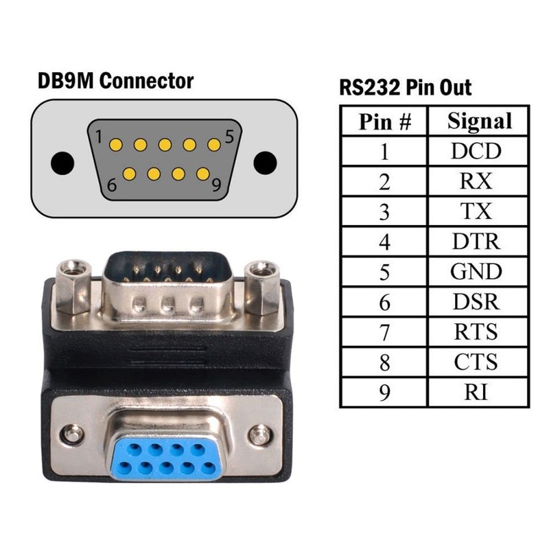 chenyang CY D-Sub RS232 9Pin Male to Female Down Angled