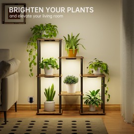 Bstrip Plant Stand Indoor with Grow Light, 33" High Indoor Plant Shelf, 7 Tier Flower Stand with Plant Light Full Spectrum, Metal Plant Holder with Light, laddered Plant Rack for Home, Corner