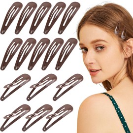 DAZEBRA 16pcs Brown Snap Hair Clips for Women, Alloy Hair Barrettes, Cute Non-Slip Long Short Hair Accessories for Working Travelling Dating Party
