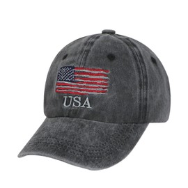 JNGUOSICN Men Women Distressed Baseball Cap Vintage Embroidered USA Flag Denim Trucker Cap Adjustable Sun Hat Snapback Trekking Hat for Sports Hiking Running Traveling,55-58cm