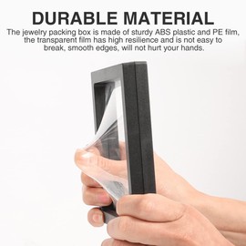 QOTSTEOS 6pcs 3D Floating Display Case, Transparent PE 3D Floating Frame Display Case Suspension Jewelry Organizer(Black)