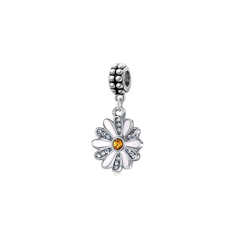 LaBenie Dangle Daisy Flower Charm Bead