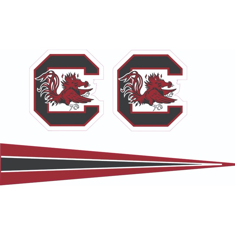 Gamecocks White Outline Inspired Full Size Football Helmet Decals