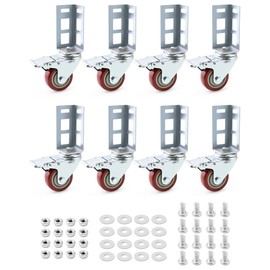 QWORK 3" Boltless Rack Caster Wheels, 8 Pack Storage Shelf Accessories, Heavy Load 1000 lb Capacity for Garage, Warehouse & Workshop Shelving, 8-11/16" Total Height, 2-1/16" Side Length
