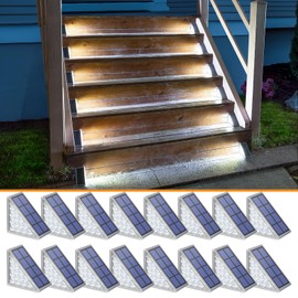 NIORSUN Solar Step Lights for Outside,16 Pack Cool White Solar Stair Lights Outdoor Waterproof IP67 Auto On Off,Solar Lights for Steps,Stair,Patio,Yard,Porch,Front Door,Sidewalk,Deck Decor
