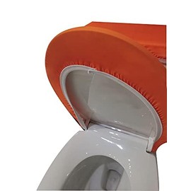 Madeals Velvet Toilet Lid Cover and Toilet Tank Lid Cover Fabric Cover for A Lid Toilet Tank Orang