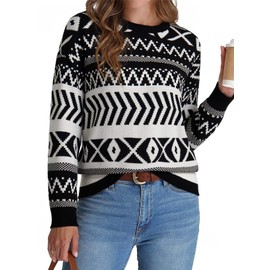 Dokotoo Black Sweaters for Women Early Fall Fashion Casual Crewneck Long Sleeve Pullover Knit Tops Cozy Sweaters for Women Small