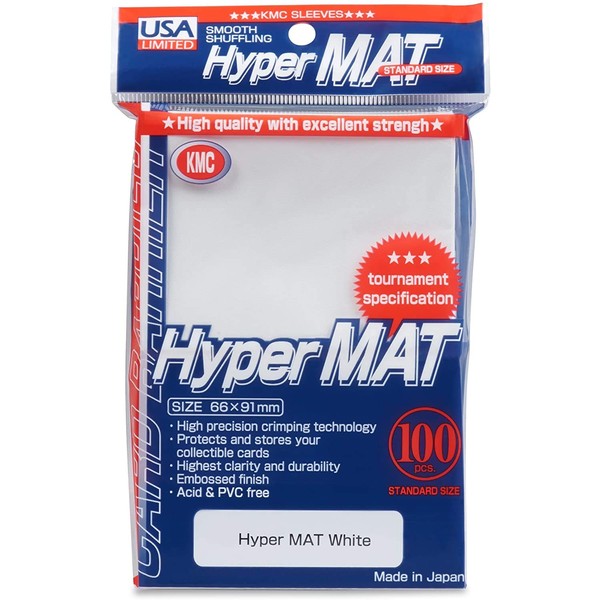 KMC Hyper Matte White 100-count Standard Size Sleeves Pack [USA Packaging]