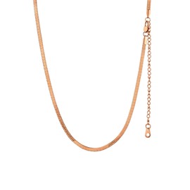 Women's Flat Snake Chain Necklace Stainless Steel in 3 mm 5 mm Flat Snake Choker Simple Necklace without Pendant Multi Layer Suitable in Silver/Gold/Rose Gold with 32 cm/38 cm/46 cm + 9 cm Chain,