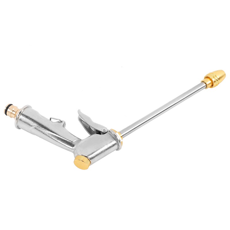 High Pressure Water Spray Gun Long Hose Brass Nozzle Adjustable