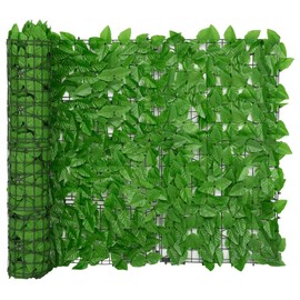 vidaXL Green Leaf Balcony Privacy Screen; Outdoor Shade, Sun Protection, Durable Polyethylene Fabric, Low Maintenance, Decorative Fence for Garden/Terrace