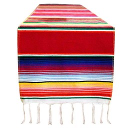Lizbin Mexican Table Runner, 14” x 84” Table Runner Mexican Table Runners Rainbow Colors for Picnic Table Party Decoration Mexican Party Decoration Table Decor