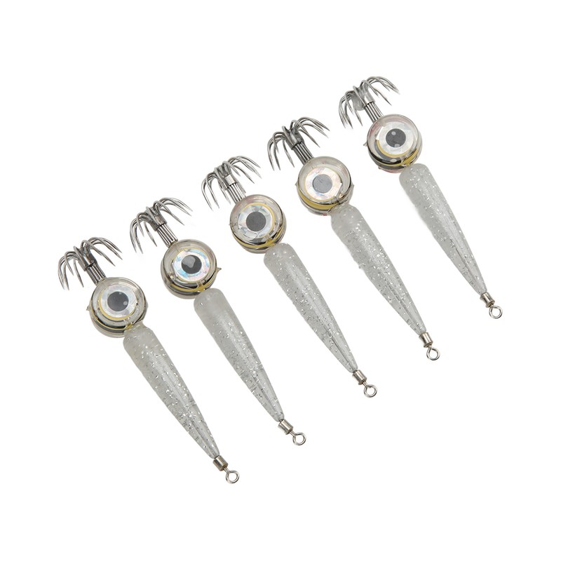 5pcs LED Octopus Hook Strong Penetration High Carbon Steel Electronic