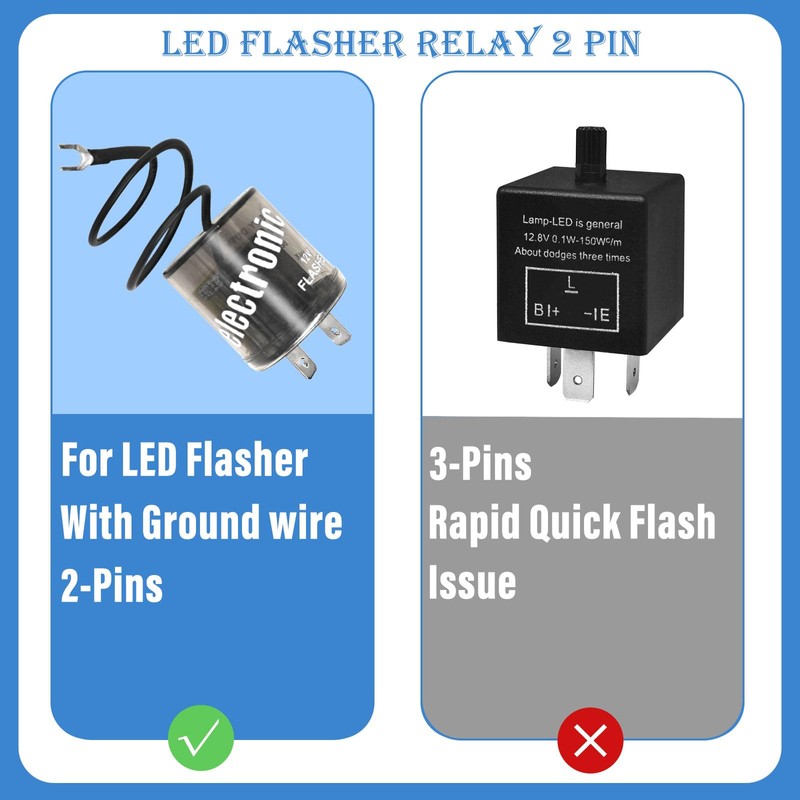 LED Flasher Relay 2 Pin 12V (Set of 2), Turn