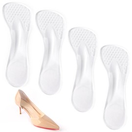 lasuroa 2 Paar Einlegesohlen für High Heels, 3/4 Selbstklebend Gel-Einlegesohlen für Damen High Heels-Komfort-Pads Gewichtsverlagernde Schuheinlagen zur Verwendung bei Plattfüßen (Transparent)