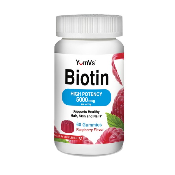 YUM-V'S 5000mcg Biotin Gummies for Hair Skin and Nails Growth