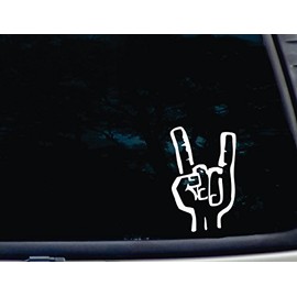 Devil Horns Up - 3 3/4" x 6" die Cut Vinyl Decal/Sticker for Windows, Cars, JDMs, Trucks, Tool Boxes, laptops, MacBook - virtually Any Hard, Smooth Surface. Made in The USA!