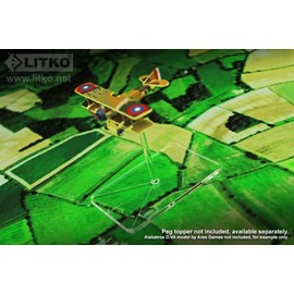 LITKO Flight Stands, Rectangular 44x67mm (Rounded Corners), WoG Etching, 3mm peg Hole and 2-inch Standard pegs, Clear (10)