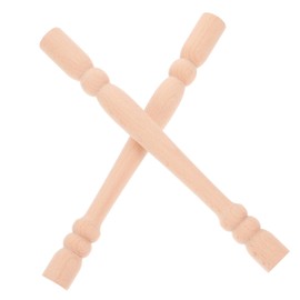 Operitacx 2Pcs Solid Wood Staircase Spindles Unpainted Wooden Balusters for Indoor Stairs Durable Furniture Accessories Decor Elements for DIY Miniature House