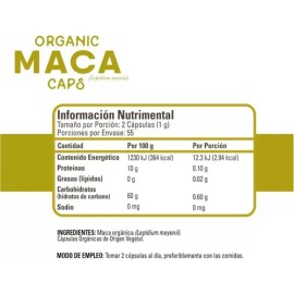 Maca Orgánica 110 Cápsulas 55g Organic Side Vegetal